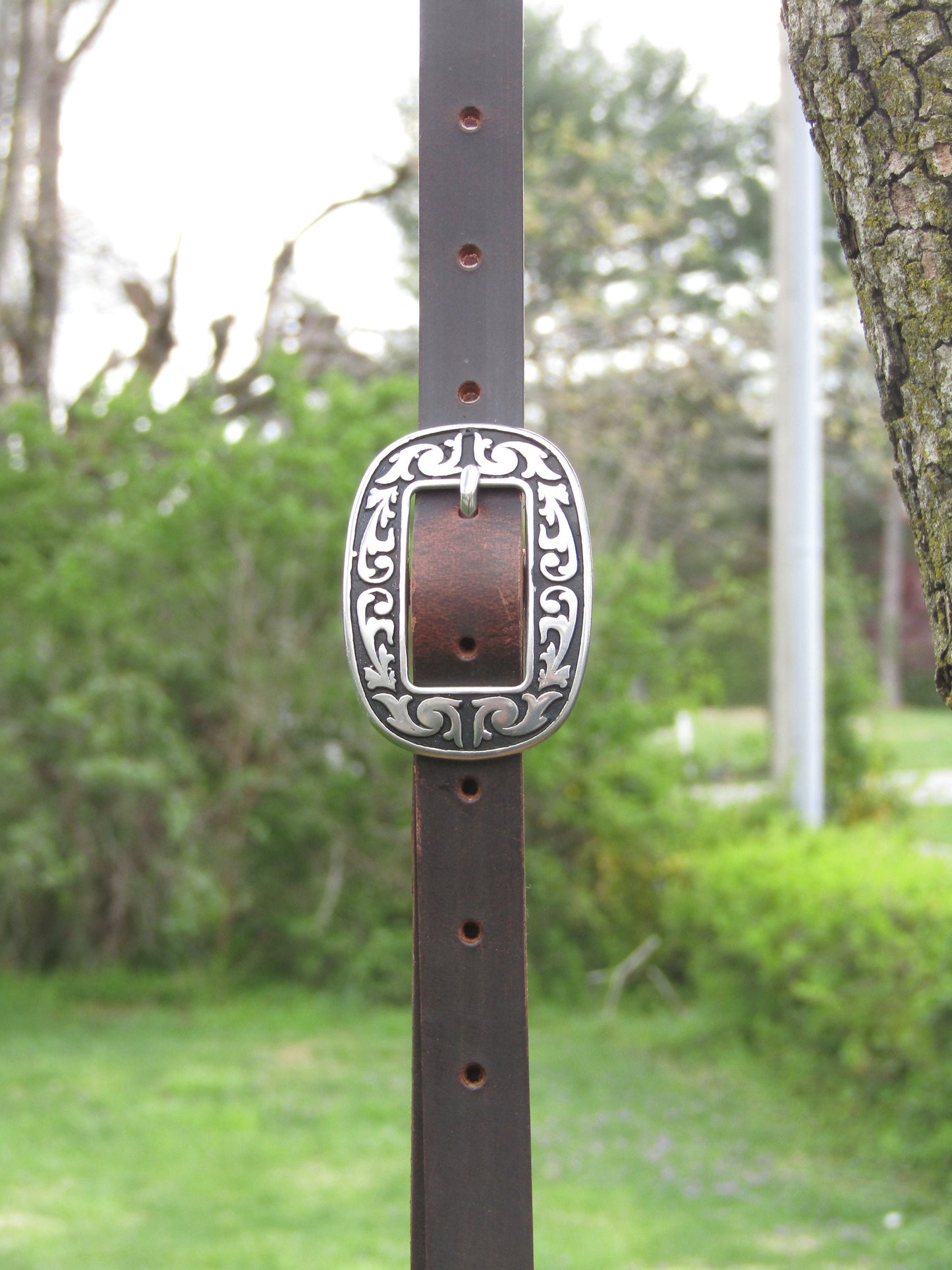 Adjustable Full Grain Water Buffalo leather water bottle carrier with shoulder strap, Jeremiah Watt Hardware