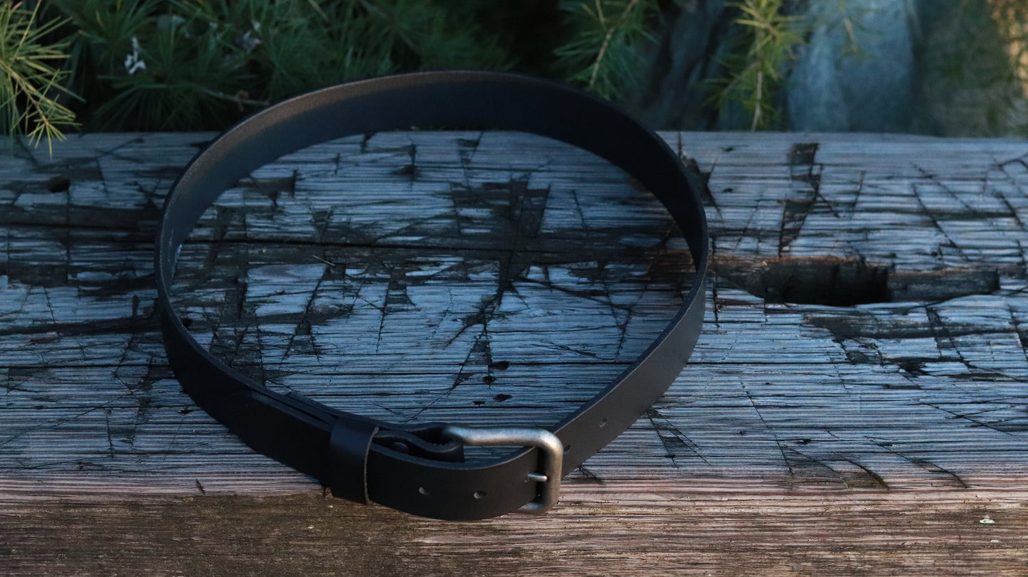 1 1/2" wide Black Water Buffalo Leather Belt