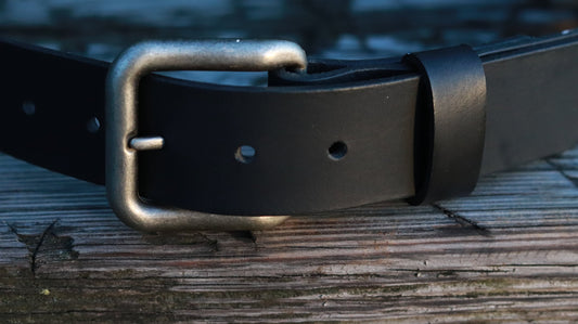 1 1/2" wide Black Water Buffalo Leather Belt