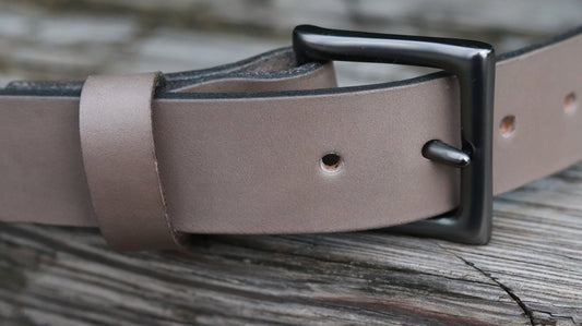 Gray Bridle Leather belt, mens leather belt, womans leather belt. Made in US with US hides. Custom made belt, handmade leather belt