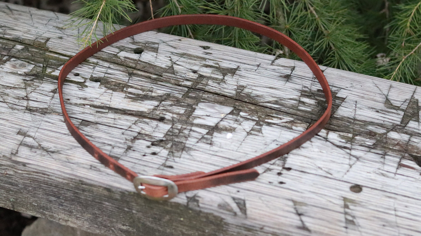 1/2" wide full grain Water Buffalo Leather narrow belt