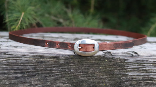 1/2" wide full grain Water Buffalo Leather narrow belt