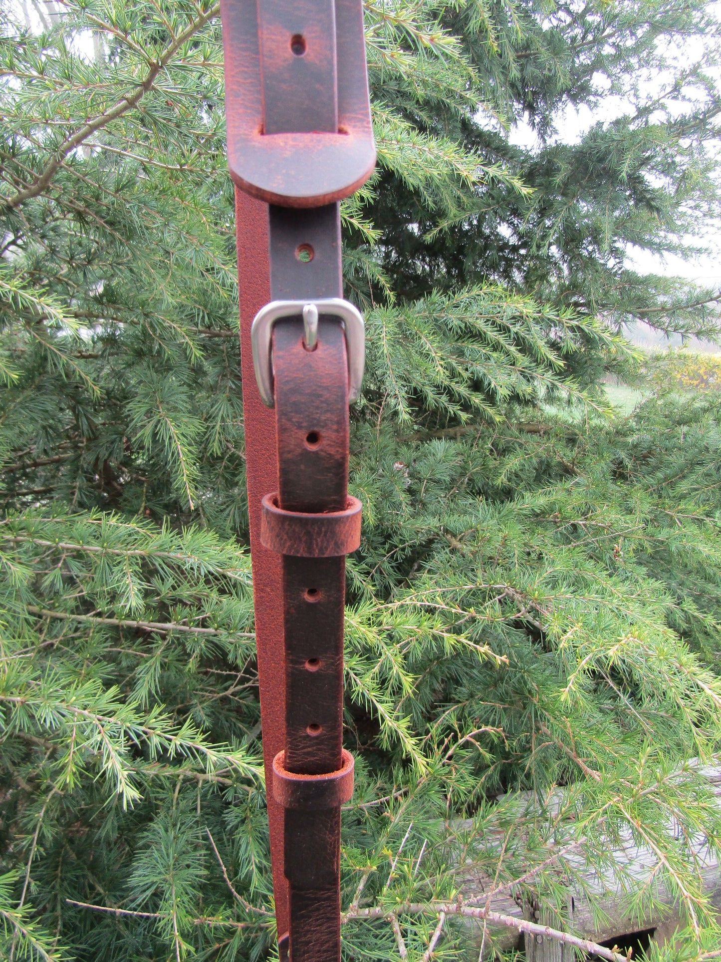 Adjustable Full Grain Water Buffalo leather water bottle carrier with shoulder strap