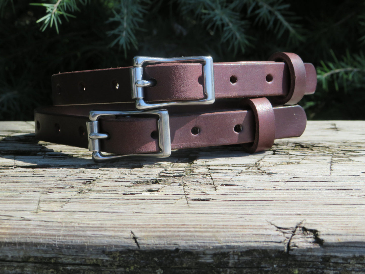Ships Today Pair of Dark Brown Bridle leather straps, camping straps, utility straps, blanket straps, leather edc straps, bedroll straps