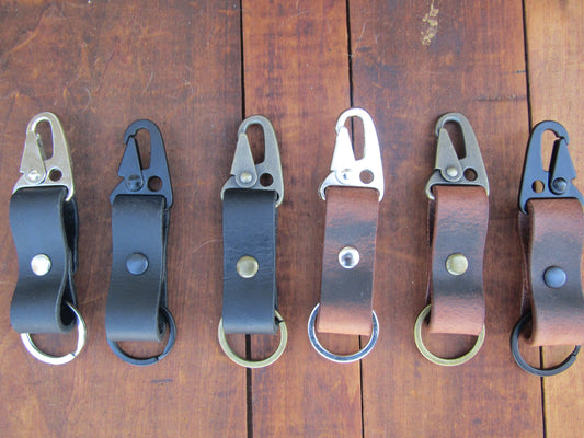 Full Grain Leather Keychain, Leather Clip Keychain, Handmade Leather Keychain, EDC Keychain,  Tactical Keychain, Minimalist Key chain