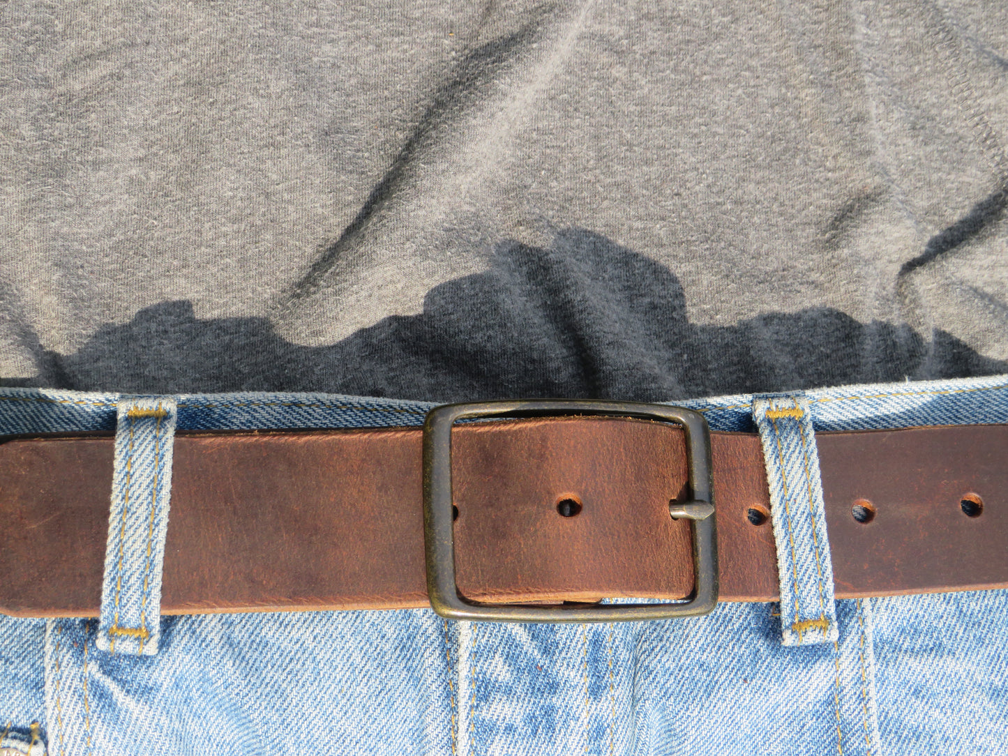 1 1/2" Custom Handcrafted full grain leather belt -Antique Brass