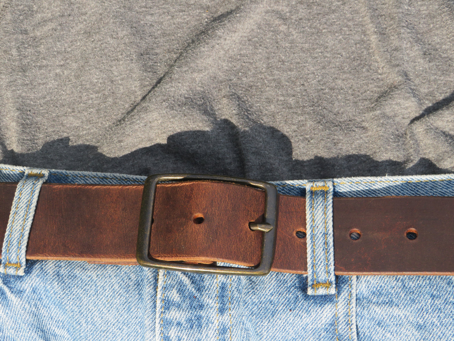 1 1/2" Custom Handcrafted full grain leather belt -Antique Brass