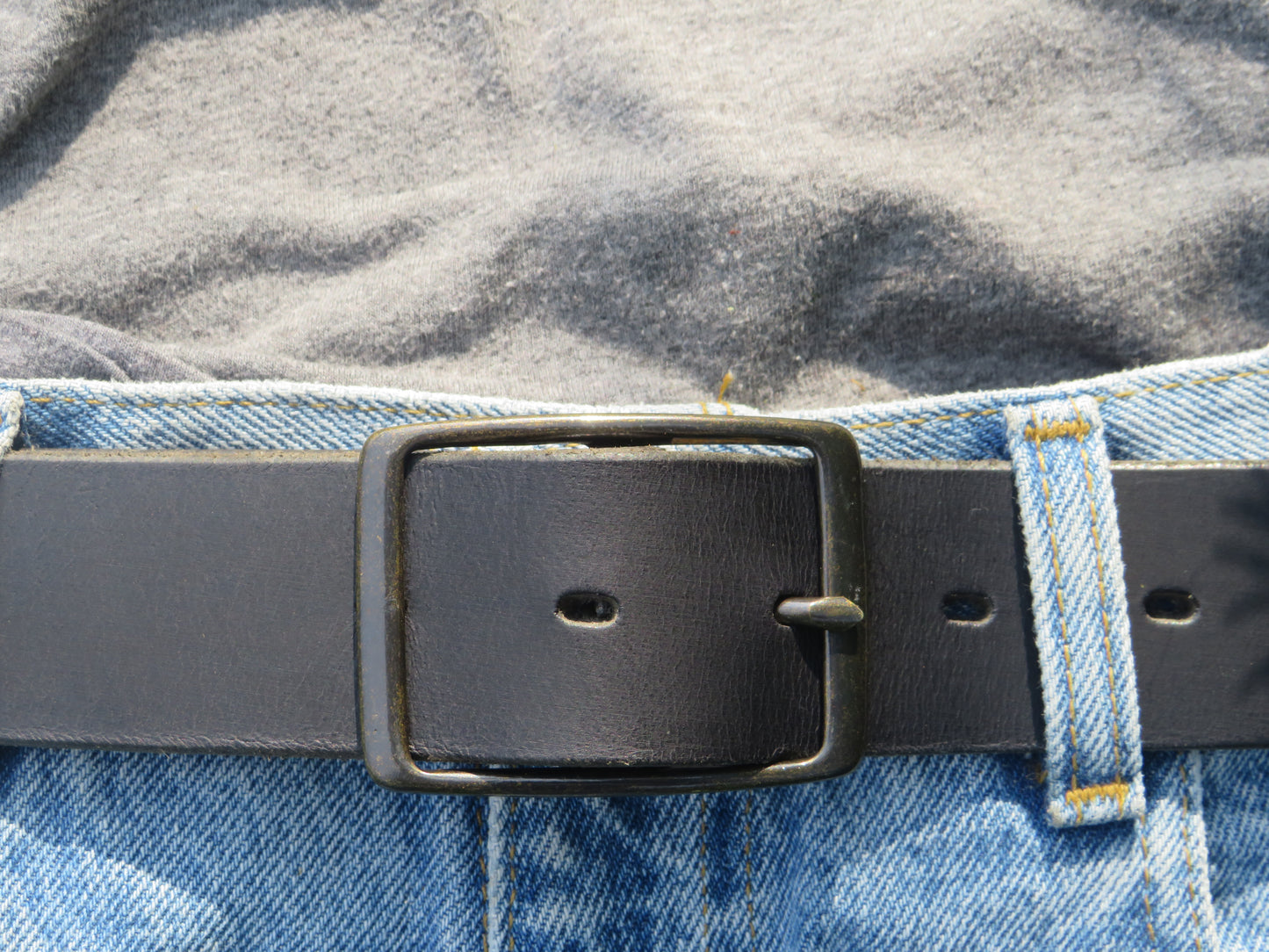 1 1/2" Custom Handcrafted full grain leather belt -Antique Brass