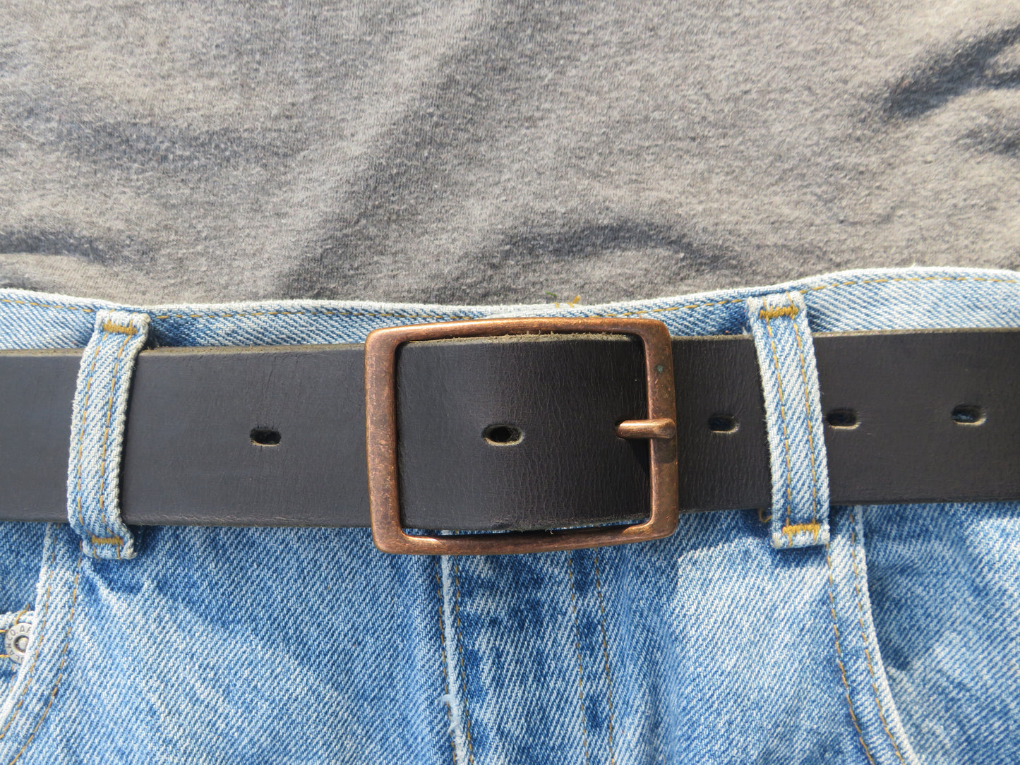 1 1/2" Custom Handcrafted full grain leather belt-Antique Copper finish