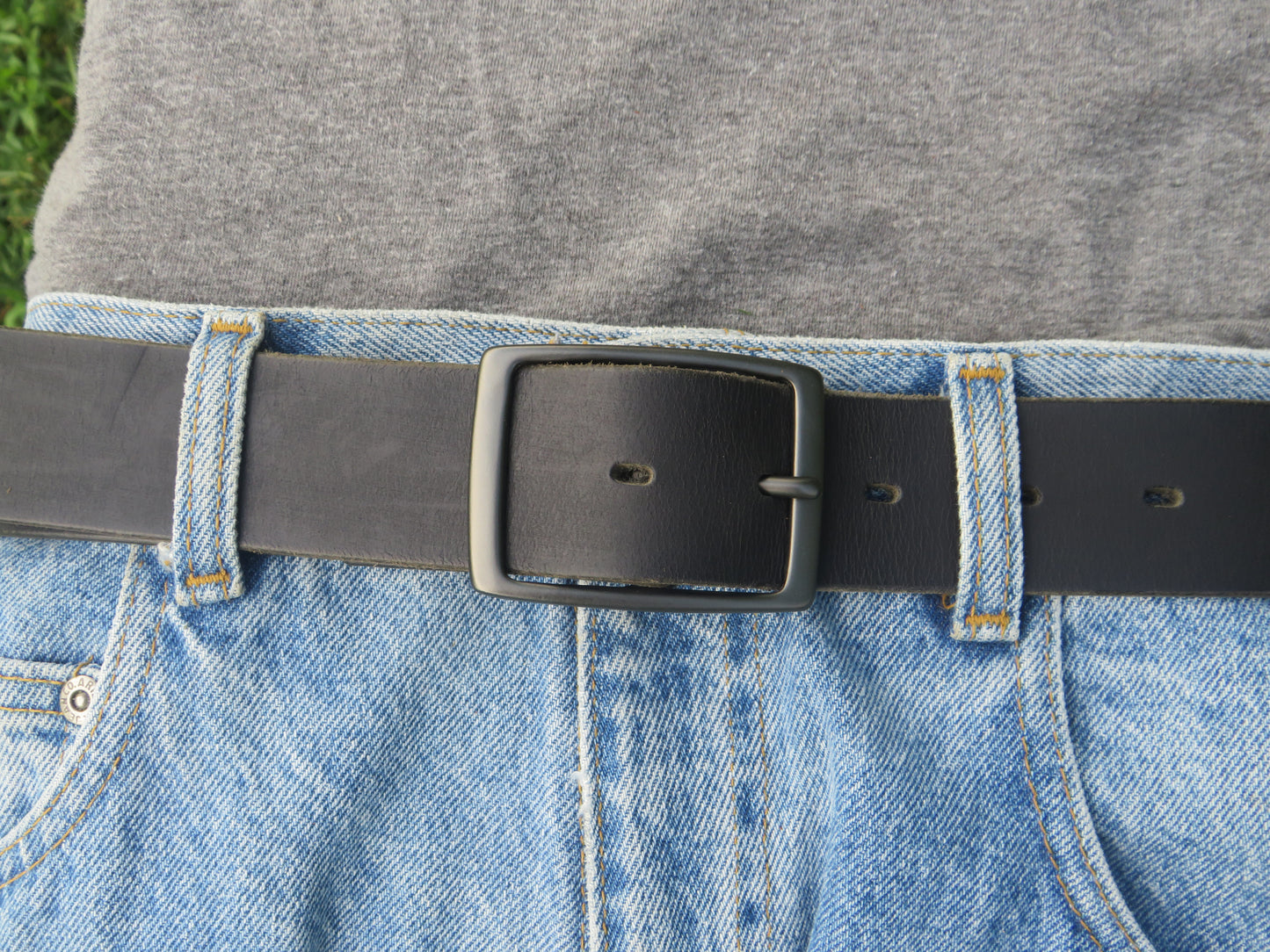 1 1/2" Custom Handcrafted full grain leather belt- gunmetal buckle