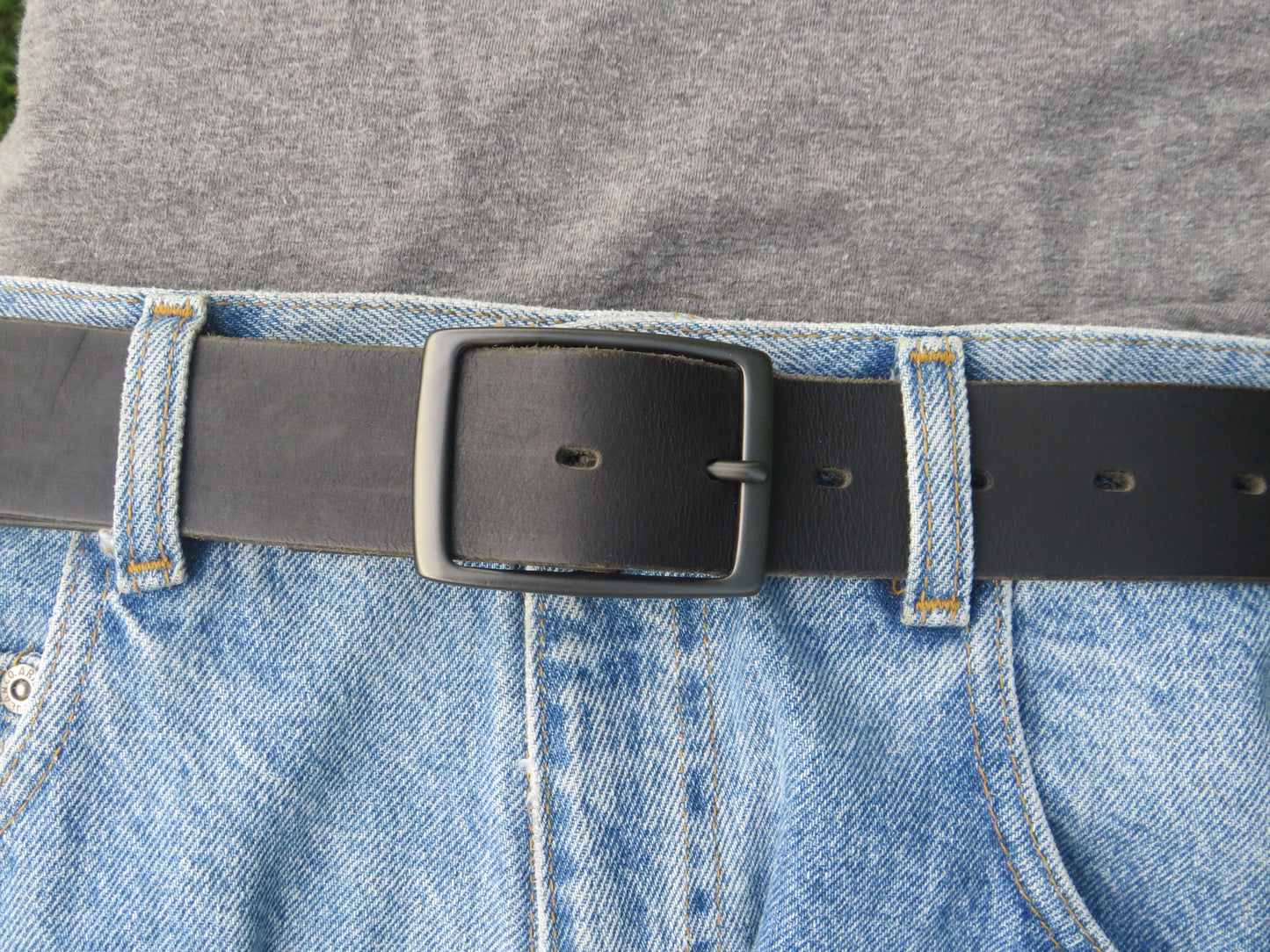 1 1/2" Custom Handcrafted full grain leather belt- gunmetal buckle
