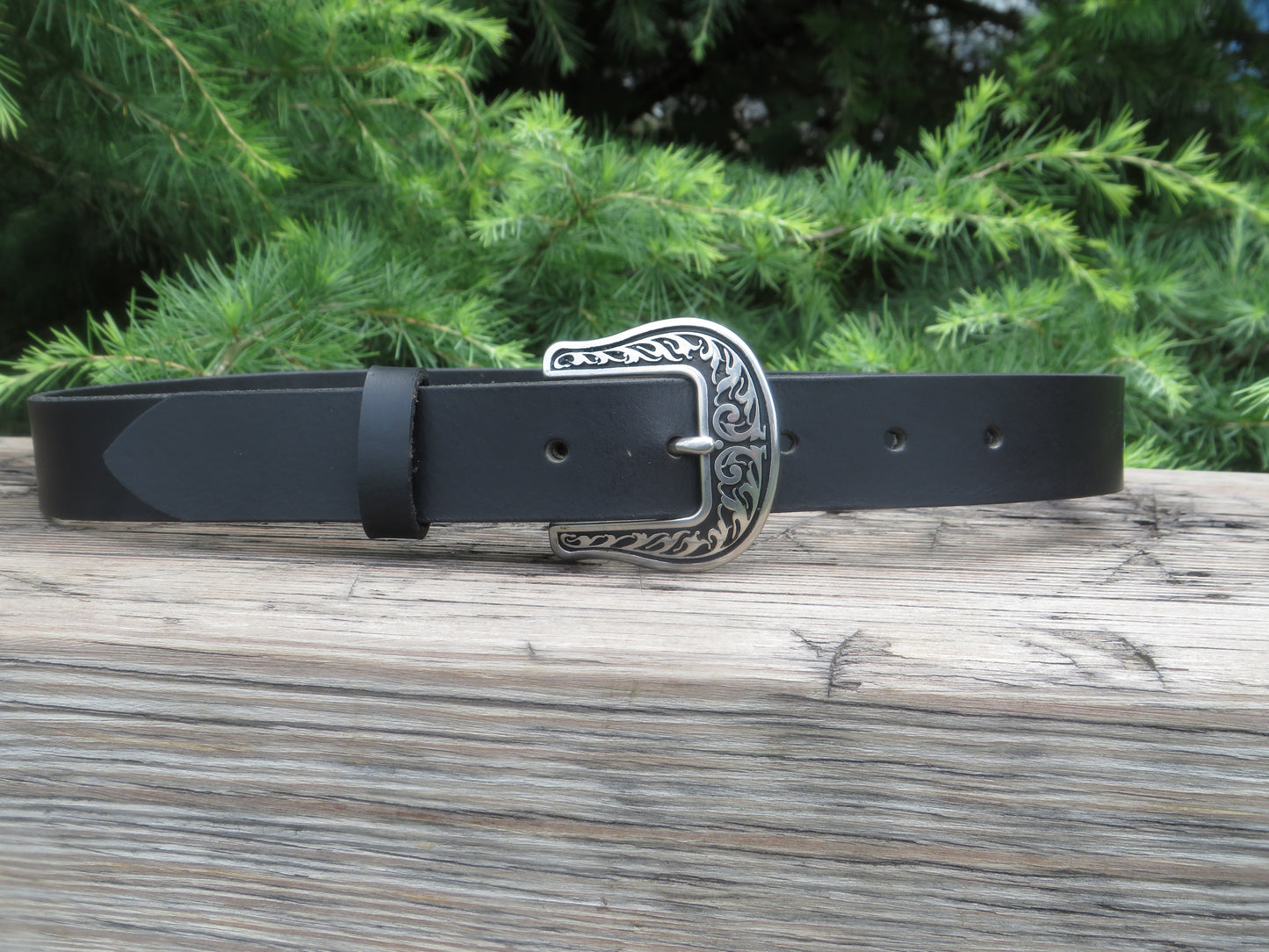 Handmade Belt black Water Buffalo leather belt 1 1/4" wide