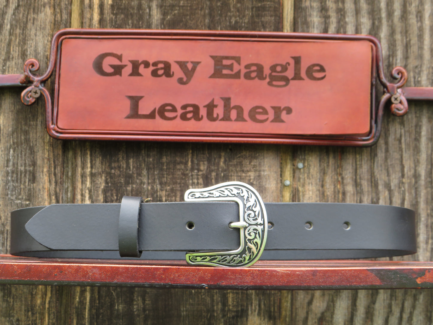 Handmade Belt black Water Buffalo leather belt 1 1/4" wide
