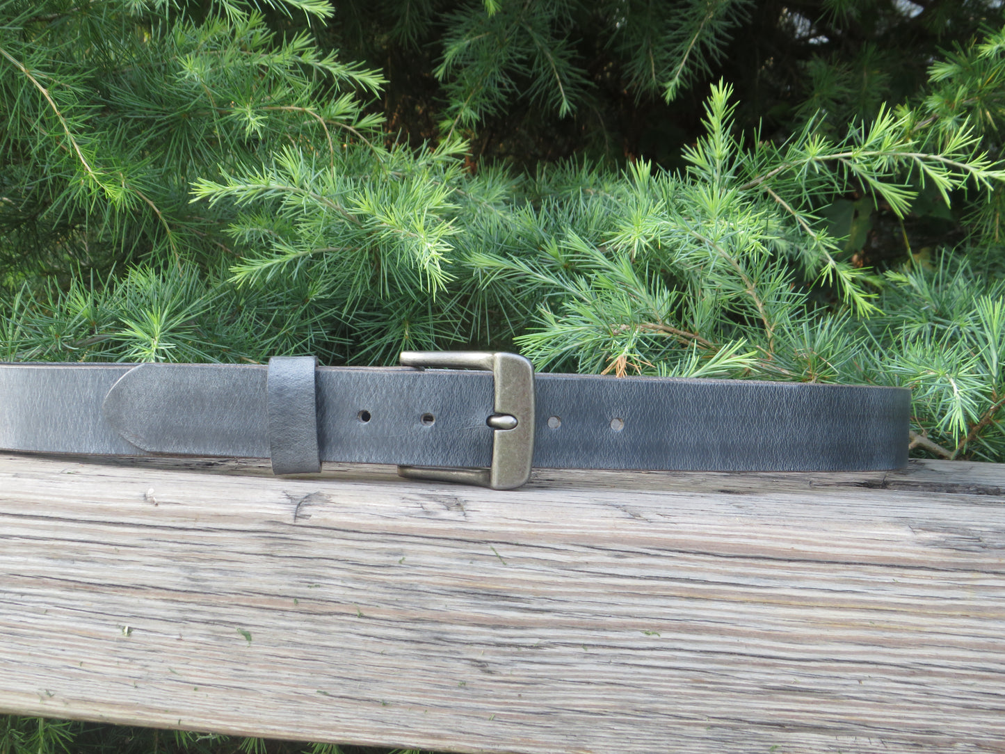 1 1/2" Custom Handcrafted Gray  leather belt, full grain leather belt
