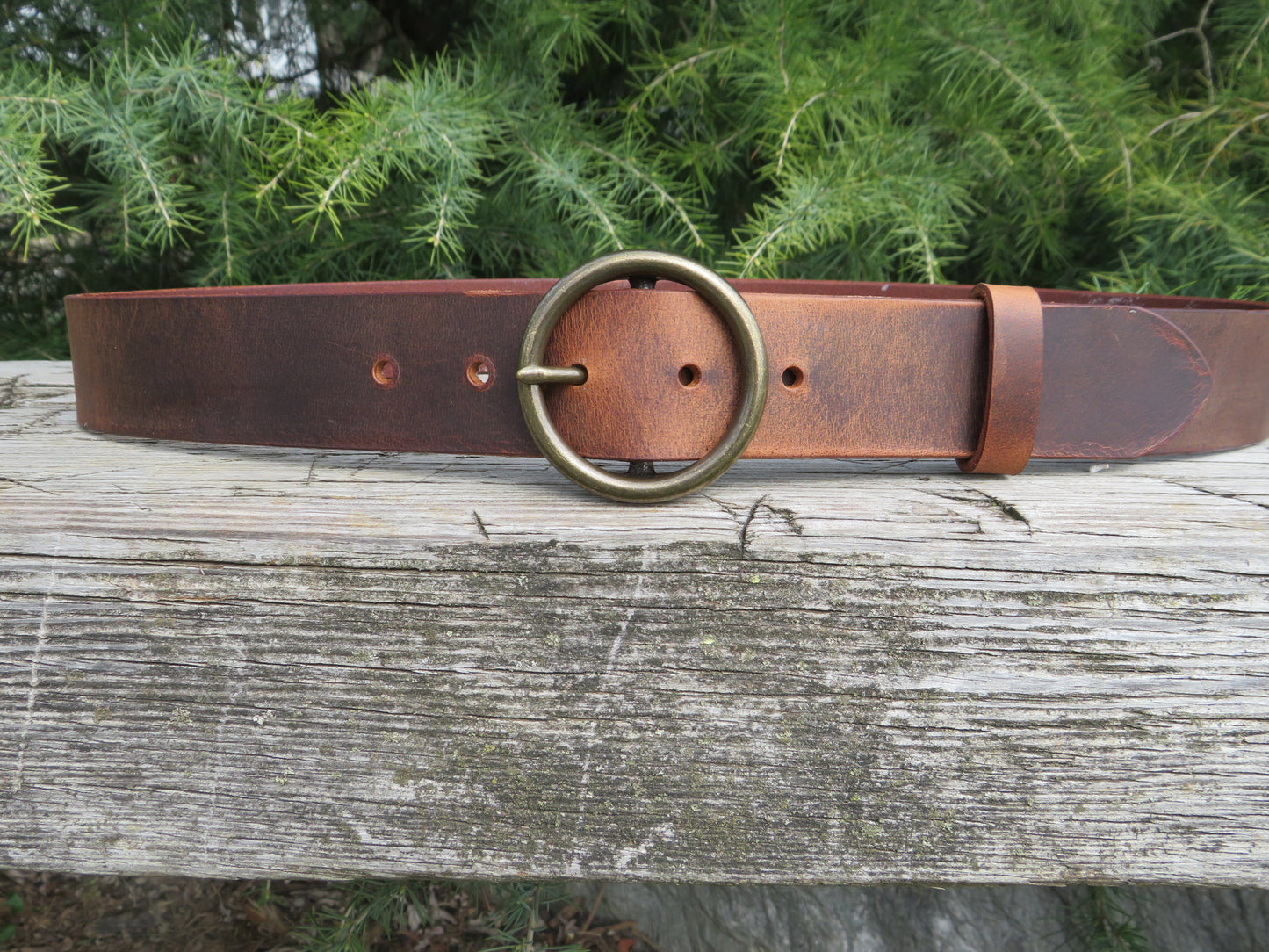 Ring Buckle Belt 1 1/2" Custom Handcrafted leather belt, full grain leather belt,Made in USA, Unisex leather belt, Water Buffalo leather belt, vintage look