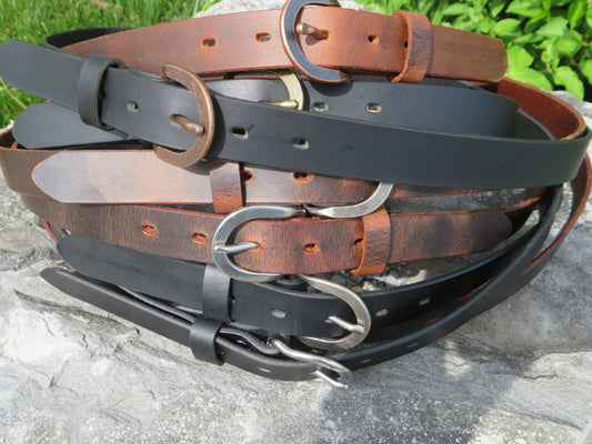 1 inch wide belt Narrow full grain Water Buffalo leather belt