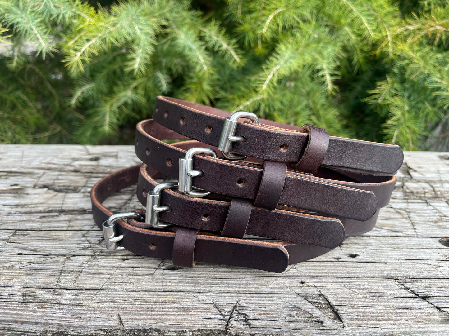 Pair of Dark Brown Bridle leather straps, leather edc straps, leather blanket straps, bedroll straps, camping straps, leather straps