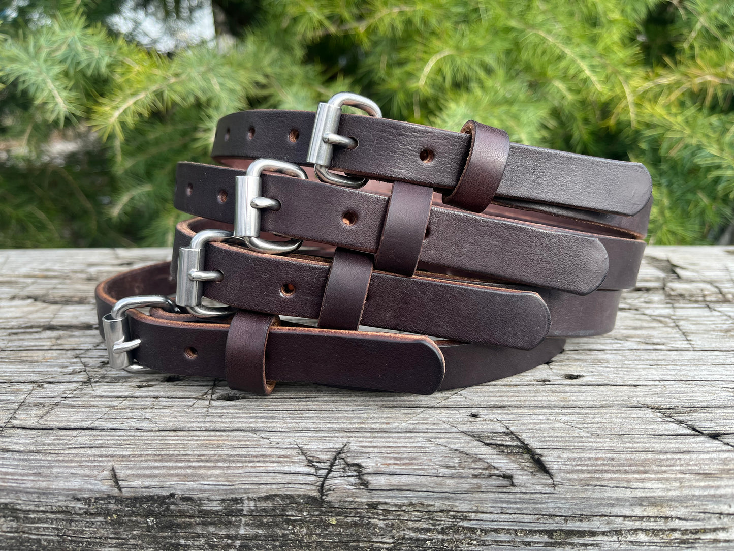 Pair of Dark Brown Bridle leather straps, leather edc straps, leather blanket straps, bedroll straps, camping straps, leather straps