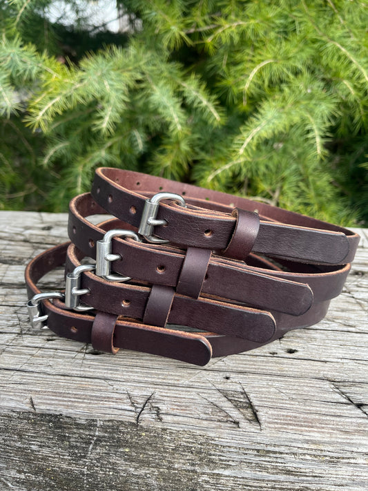 Pair of Dark Brown Bridle leather straps, leather edc straps, leather blanket straps, bedroll straps, camping straps, leather straps