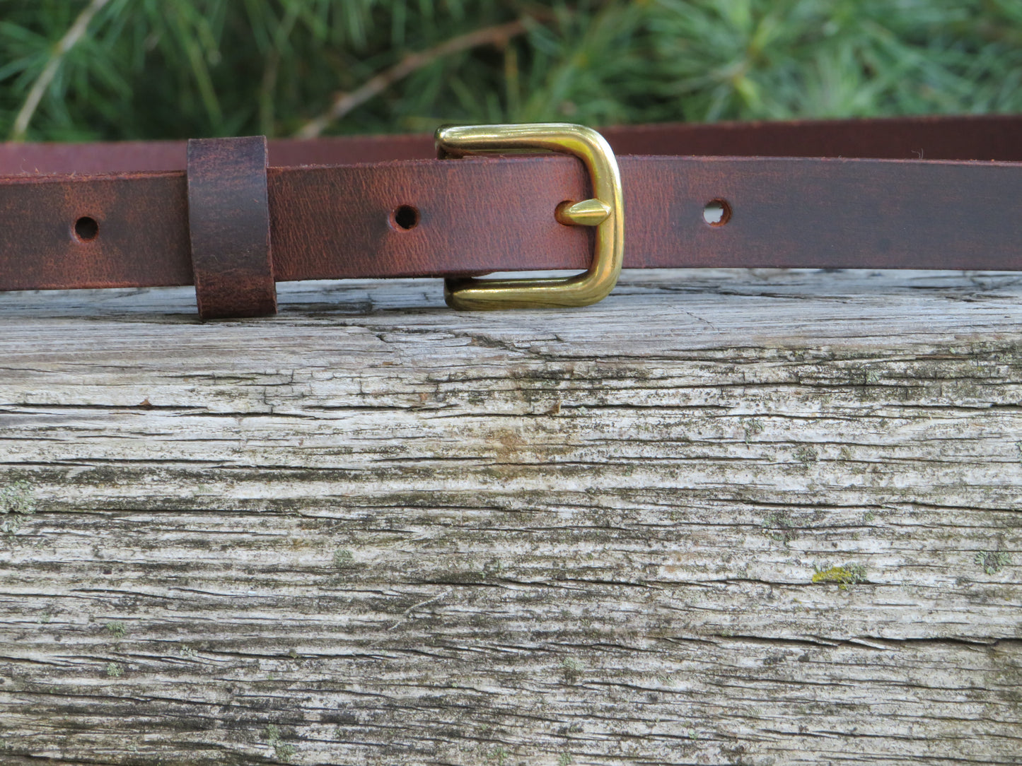 Crazy Horse brown Water Buffalo Leather narrow casual belt, Made in USA , 3/4" leather belt, narrow leather belt