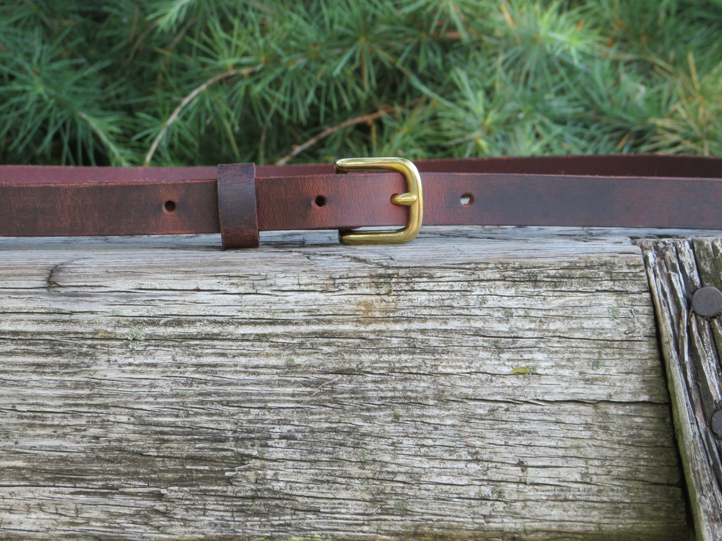 Crazy Horse brown Water Buffalo Leather narrow casual belt, Made in USA , 3/4" leather belt, narrow leather belt