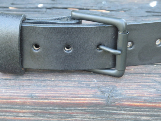 1 1/2" wide Black Bridle leather belt