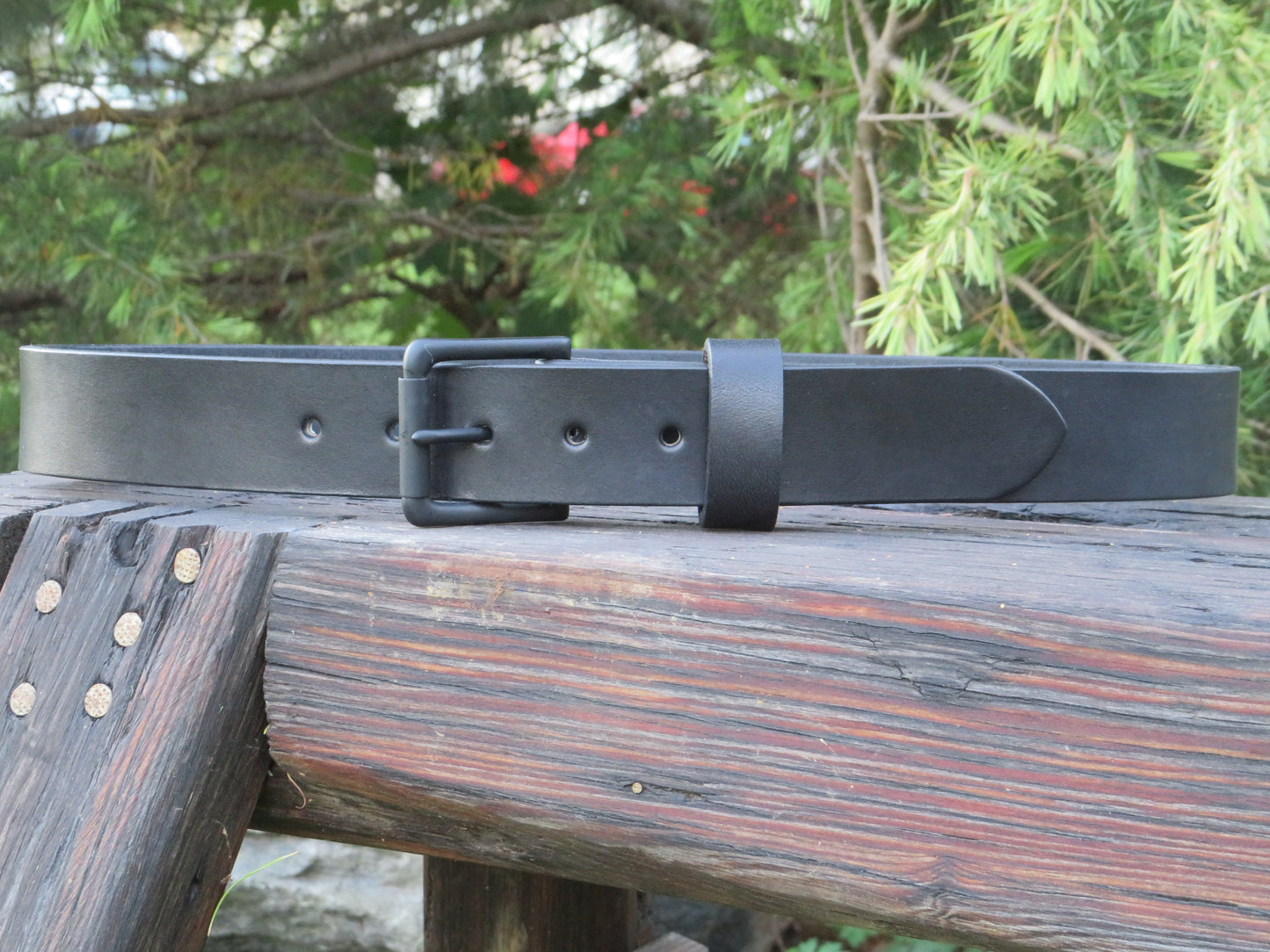 Black out leather belt 1 1/2"  Handmade black bridle leather belt