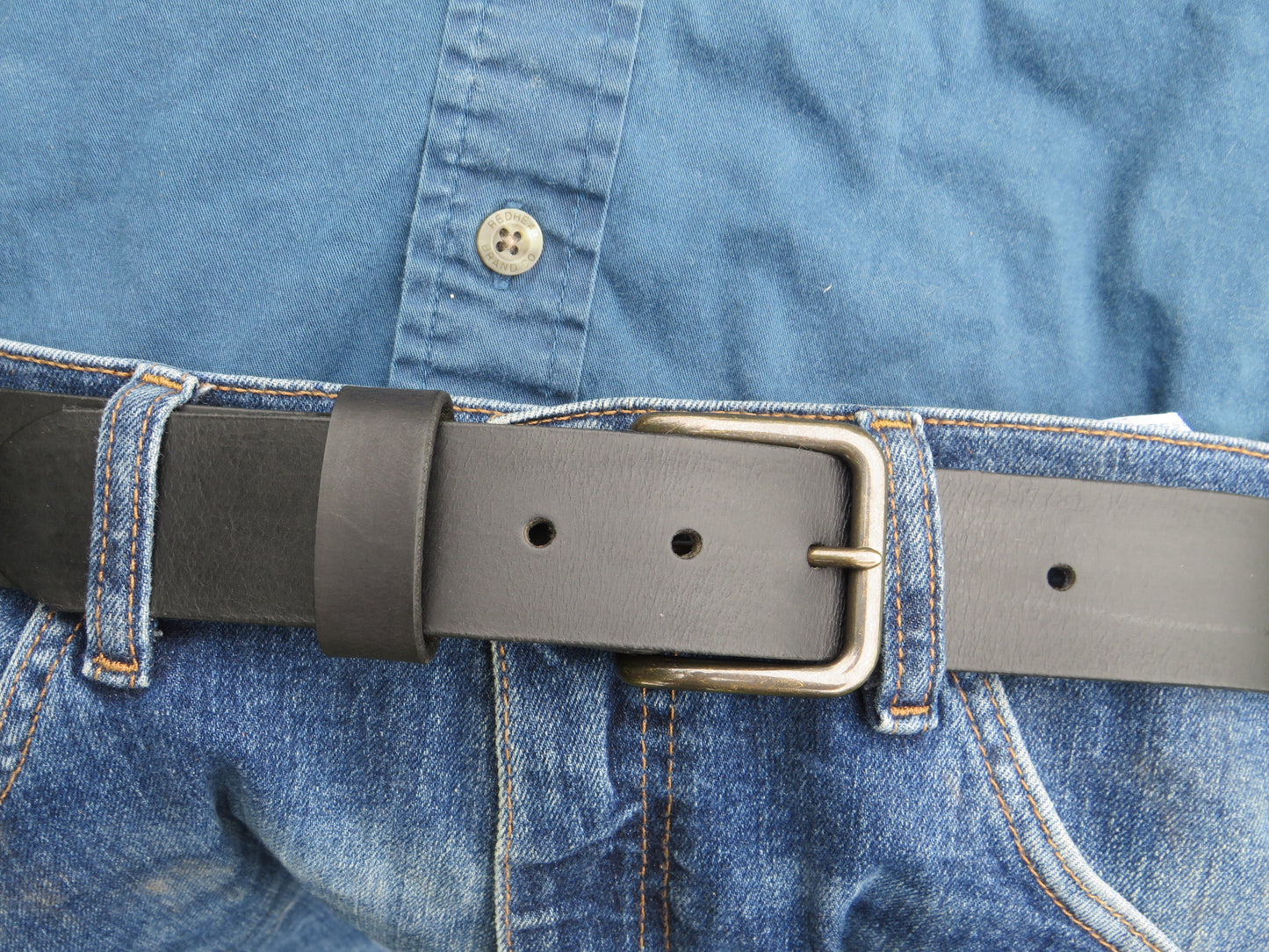 1 1/2"  Custom Handmade Crazy Horse or Classic Black Leather Belt
