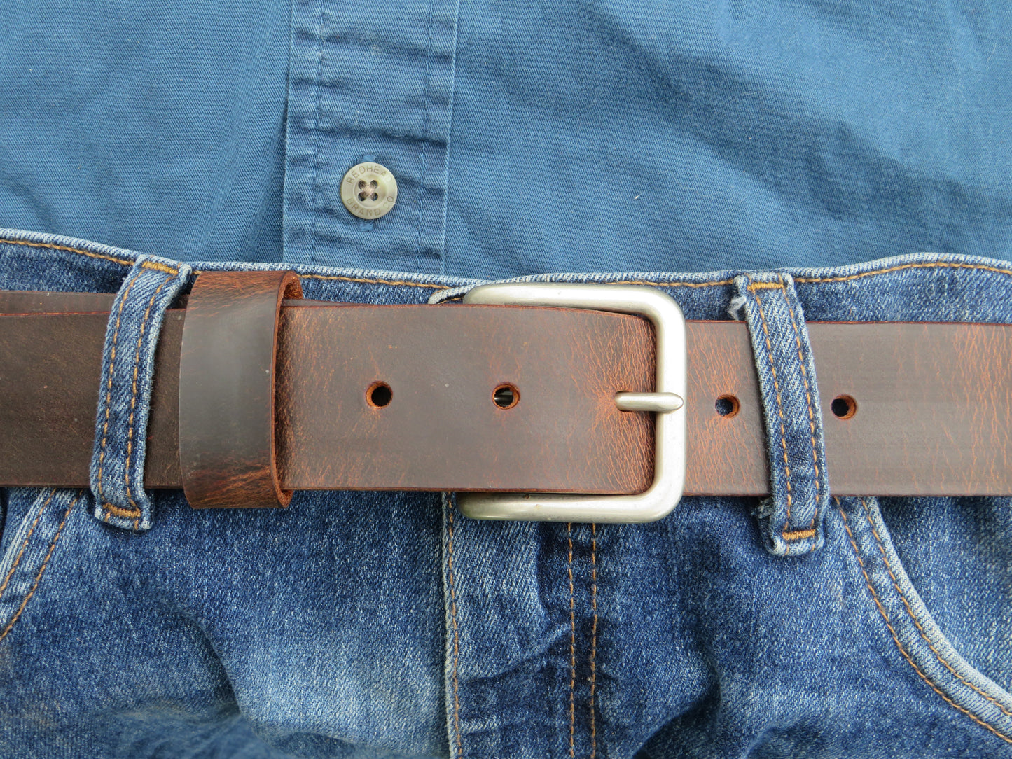 1 1/2"  Custom Handmade Crazy Horse or Classic Black Leather Belt