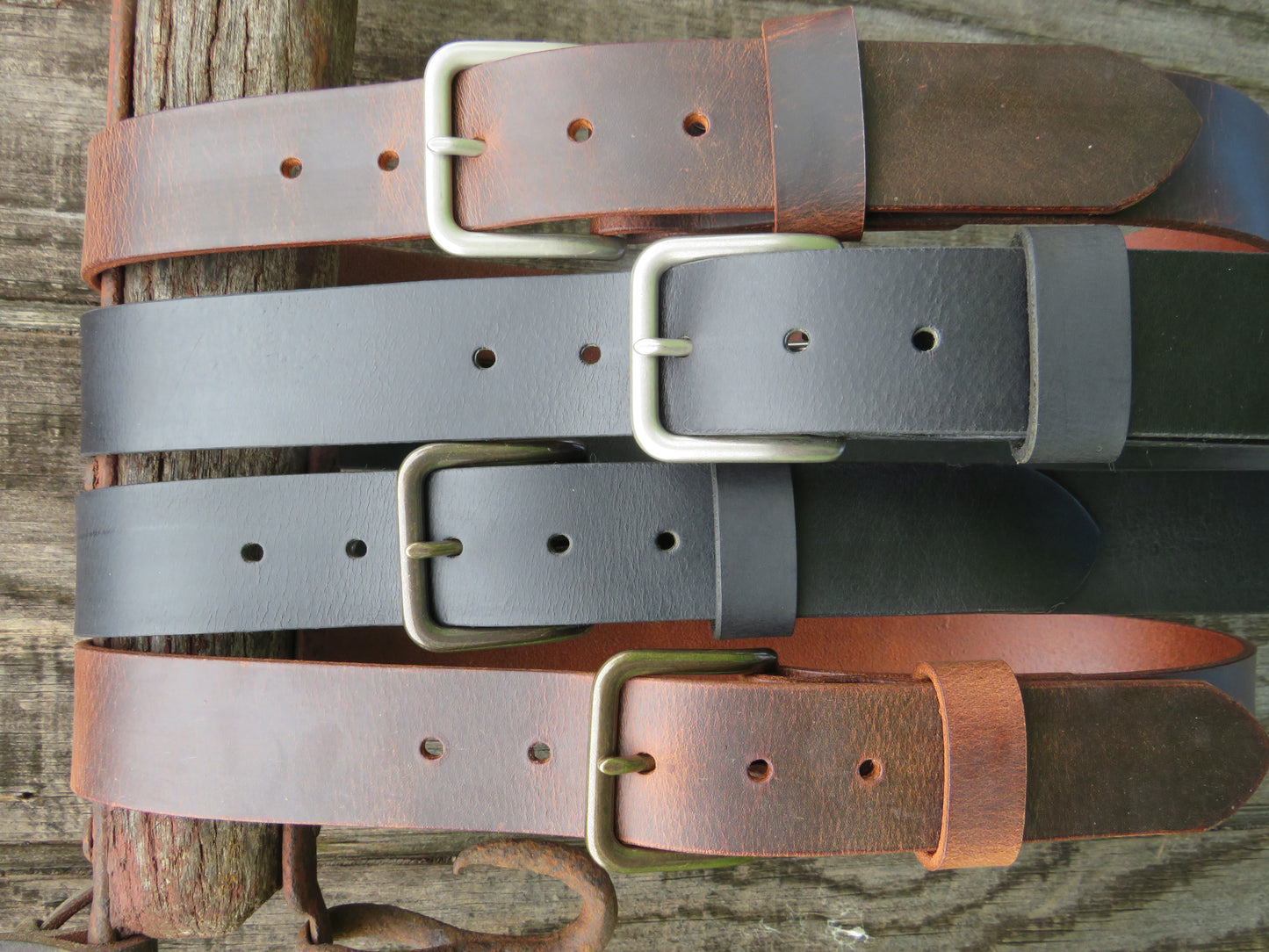 1 1/2"  Custom Handmade Crazy Horse or Classic Black Leather Belt