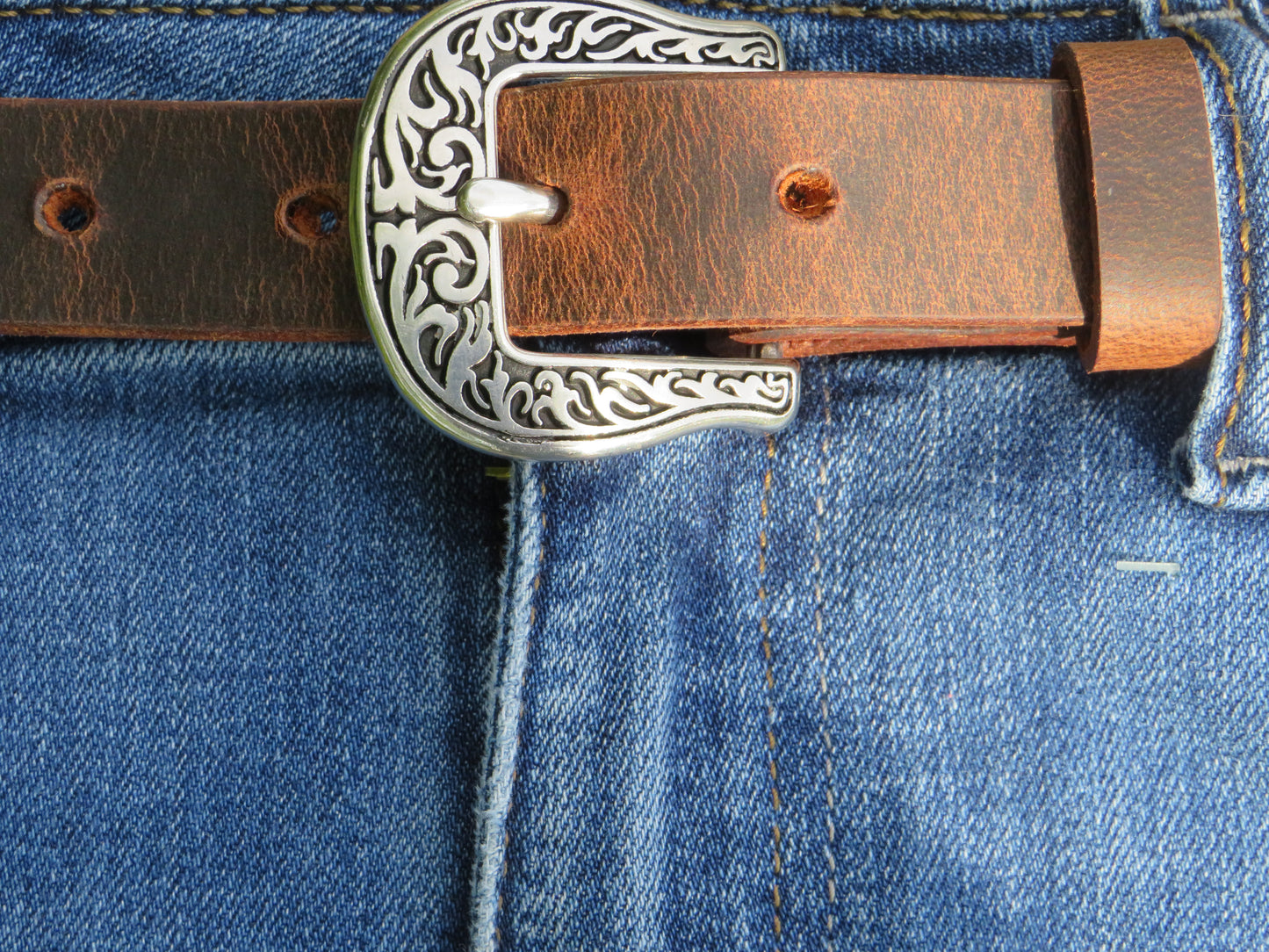 1 inch wide Crazy Horse Water Buffalo leather belt