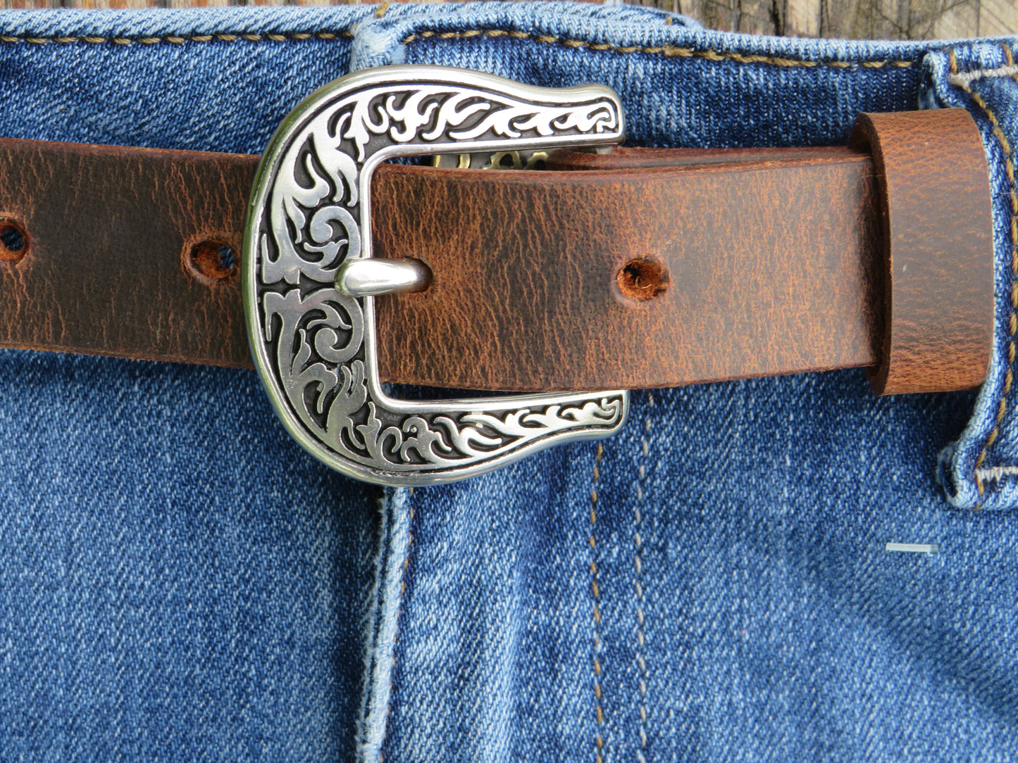 1 inch wide Crazy Horse Water Buffalo leather belt