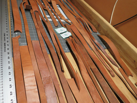 8 Pound box of Hermann Oak harness leather belt remnants