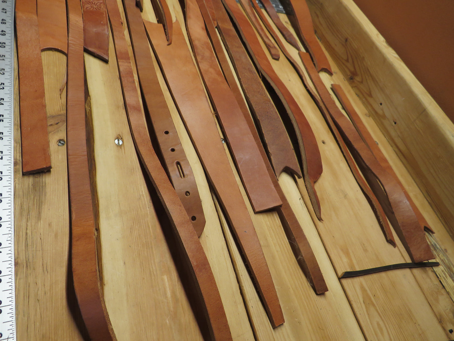 8 Pound box of Hermann Oak harness leather belt remnants