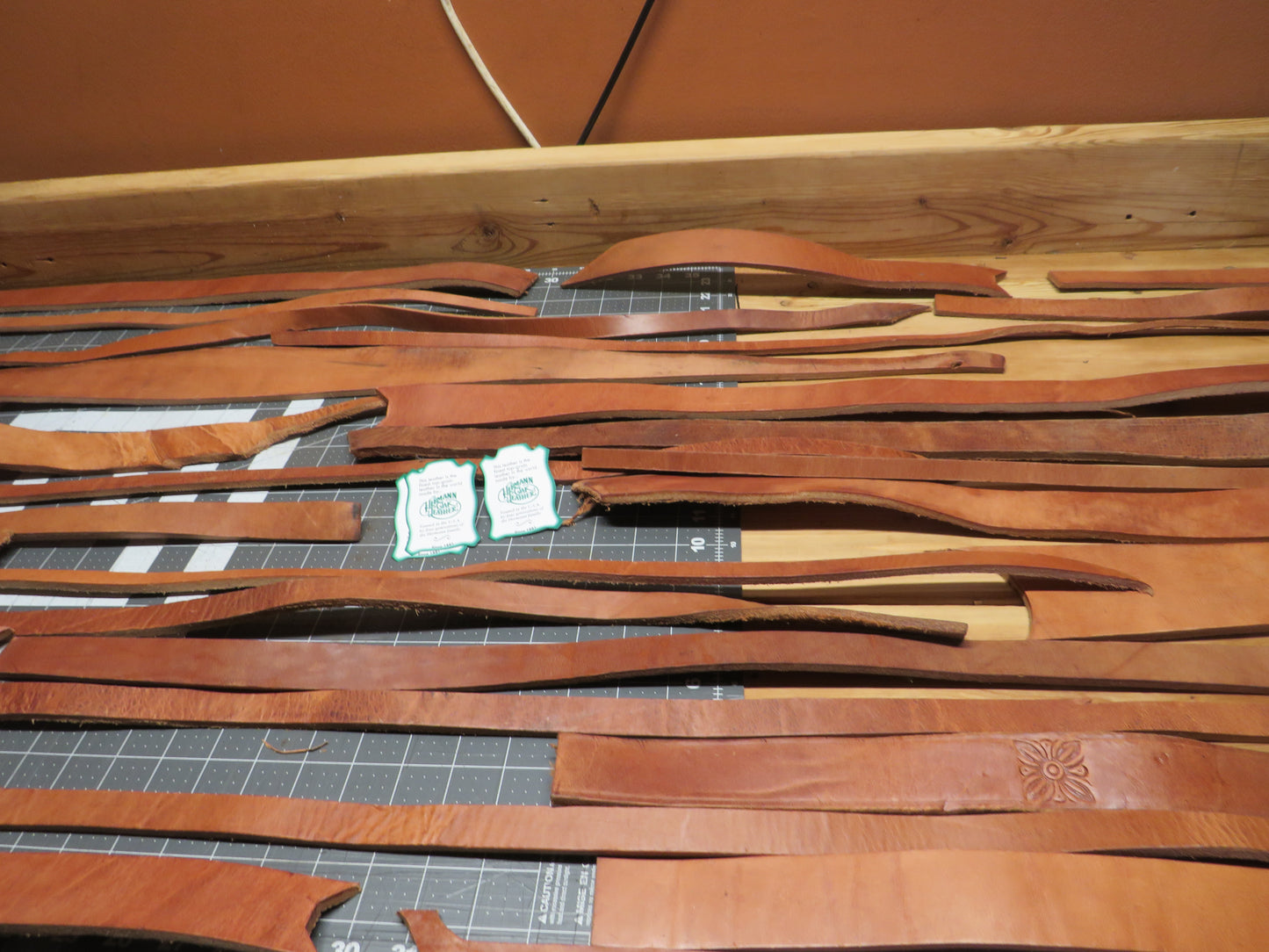 8 Pound box of Hermann Oak harness leather belt remnants