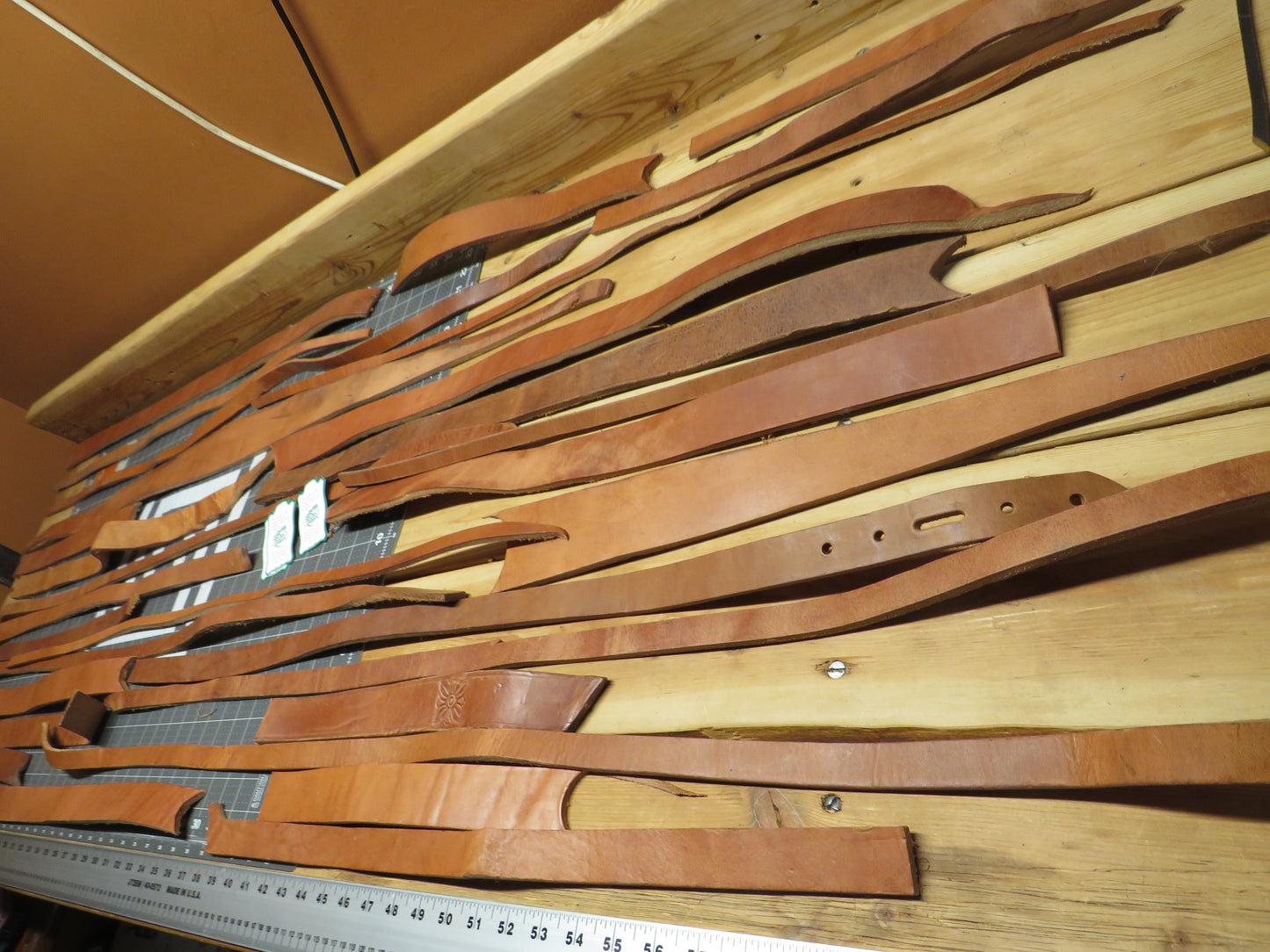 8 Pound box of Hermann Oak harness leather belt remnants