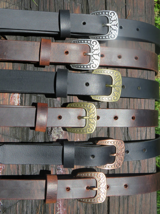 1 inch wide custom Water Buffalo leather belt