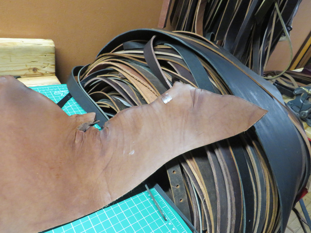 3 pieces of veg tanned leather 72 inches long
