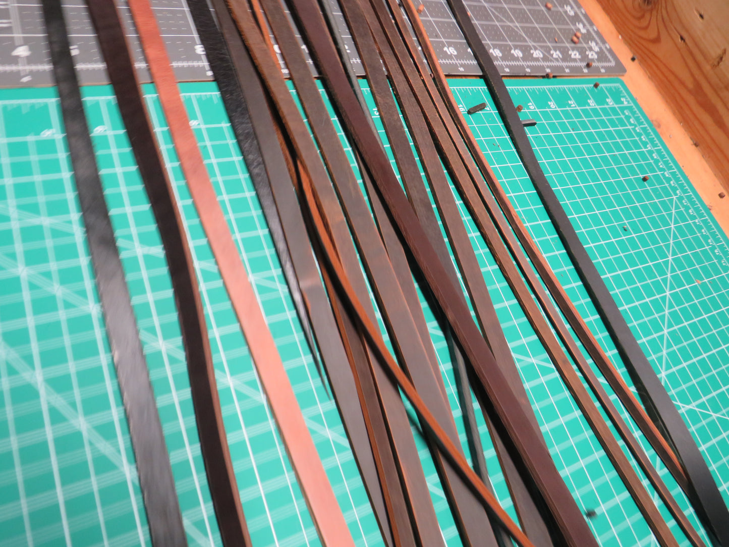 3 pounds of veg tanned leather straps  1/2" and 1/4" wide