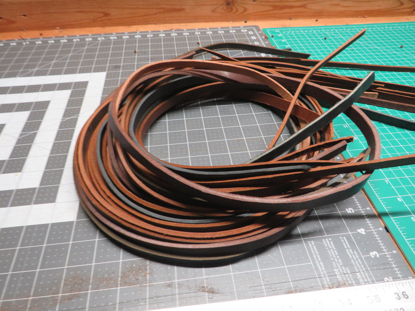 3 pounds of veg tanned leather straps  1/2" and 1/4" wide