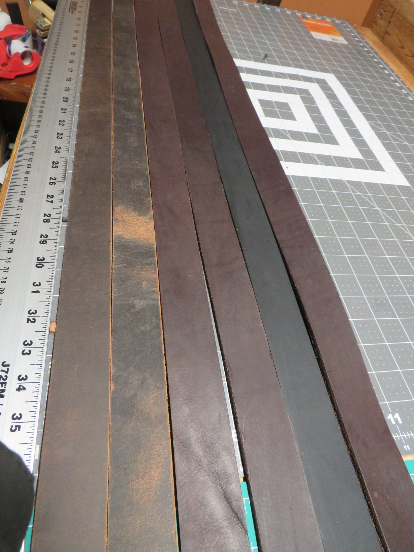 6 Full Grain veg tanned leather straps 1 1/2" wide