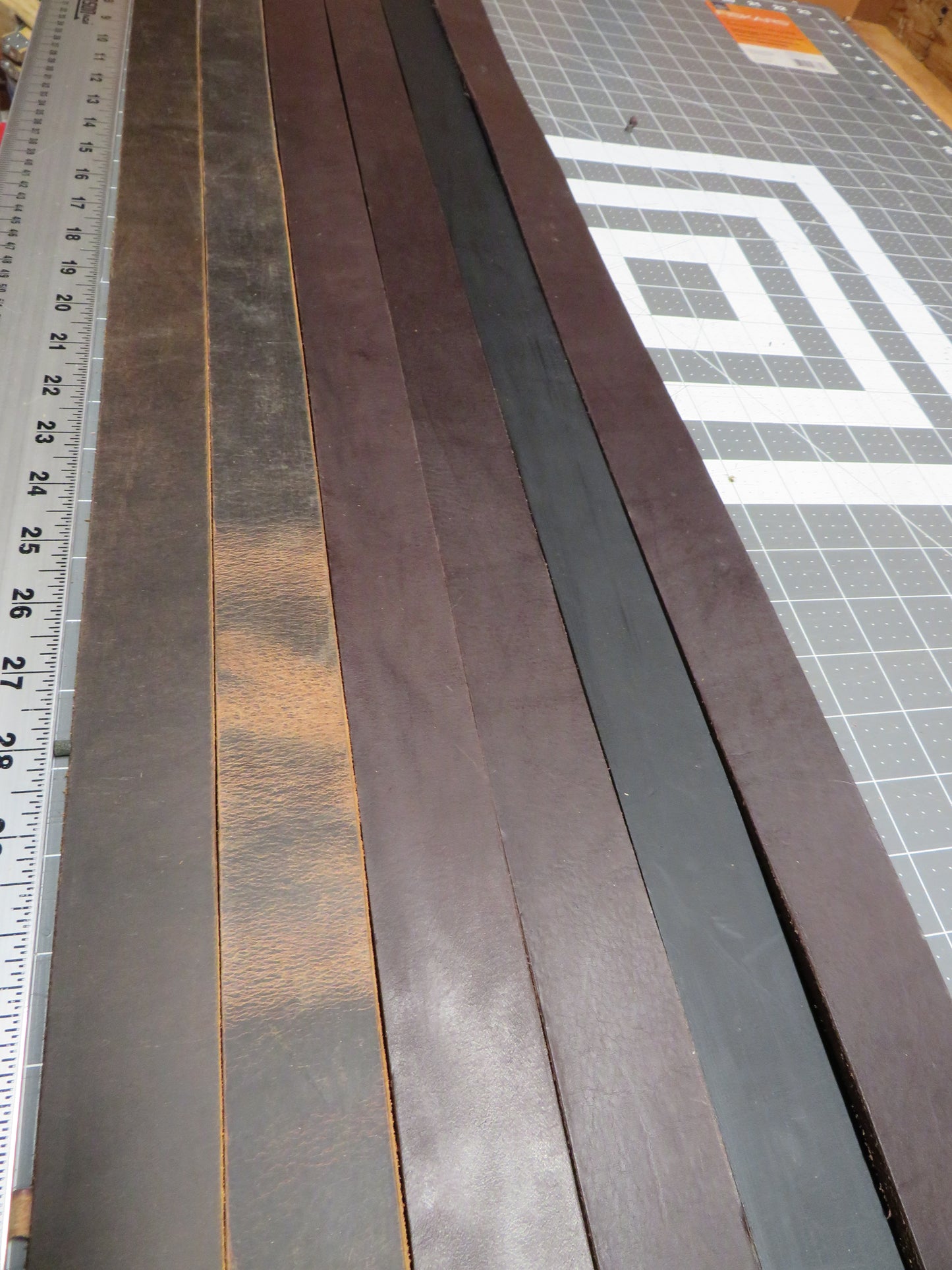 6 Full Grain veg tanned leather straps 1 1/2" wide