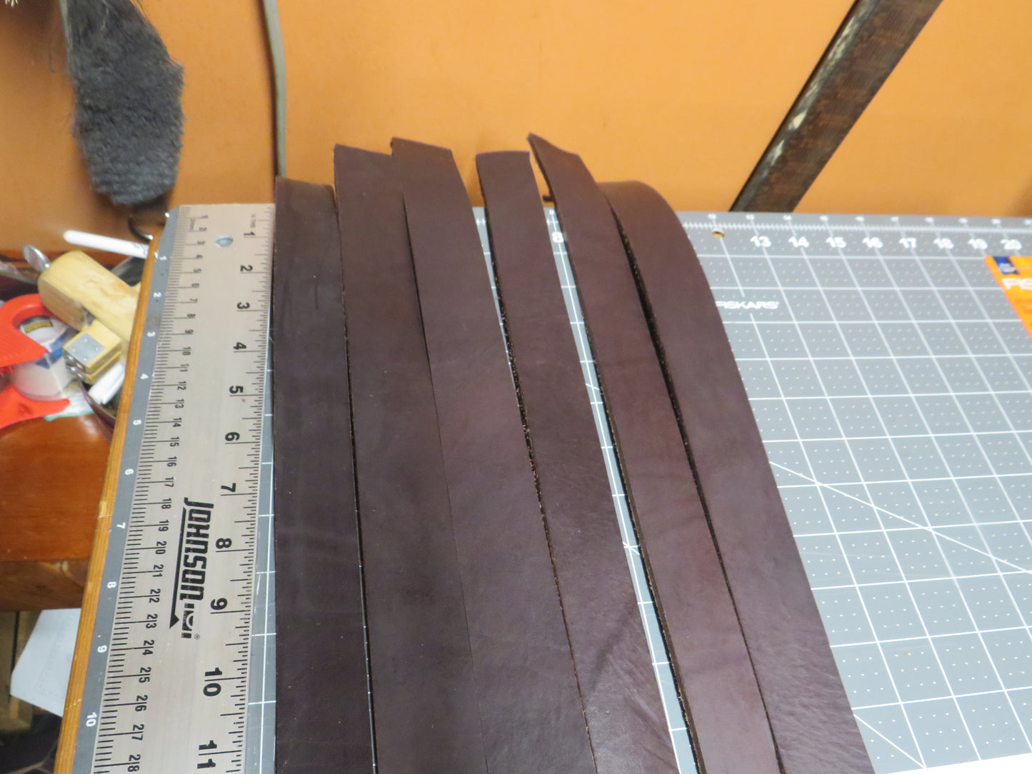 6 full grain veg tanned dark brown bridle leather straps