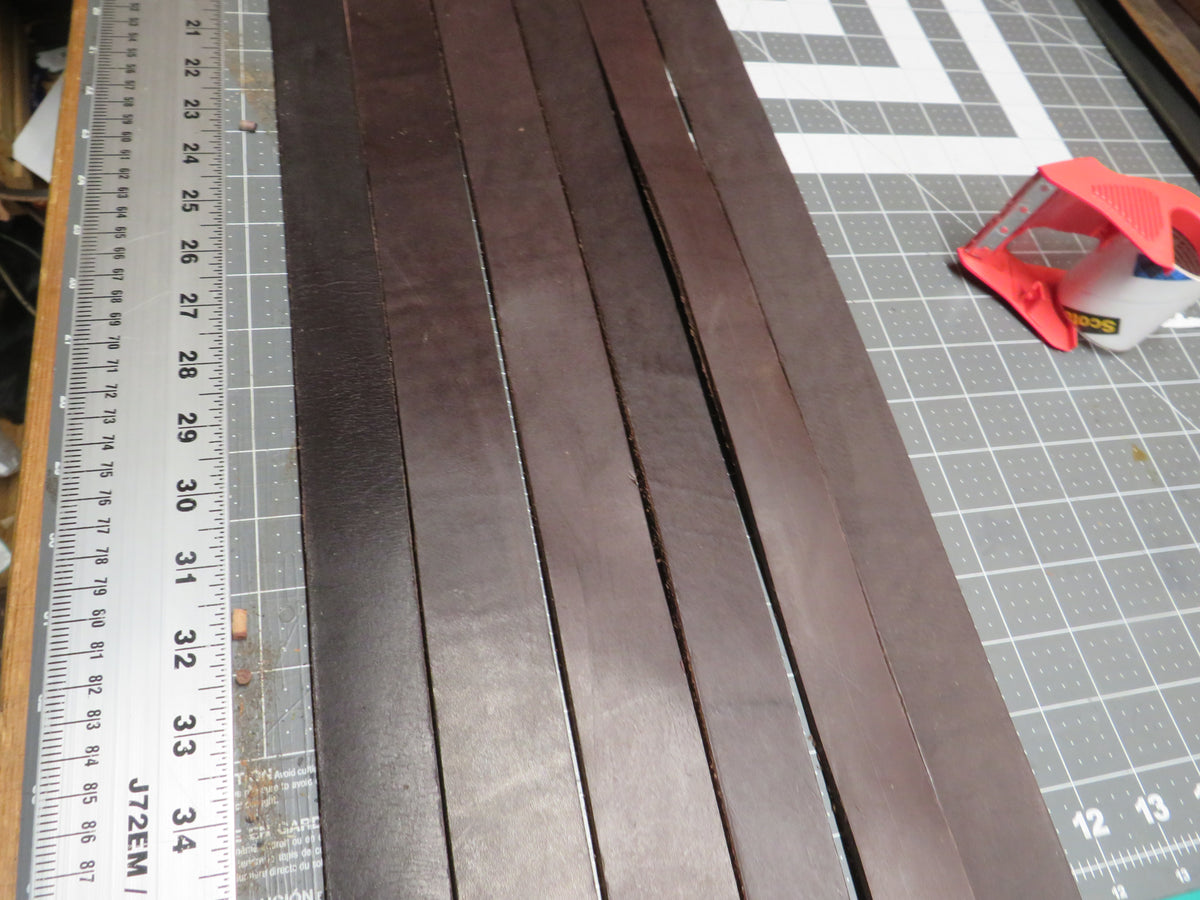 6 full grain veg tanned dark brown bridle leather straps