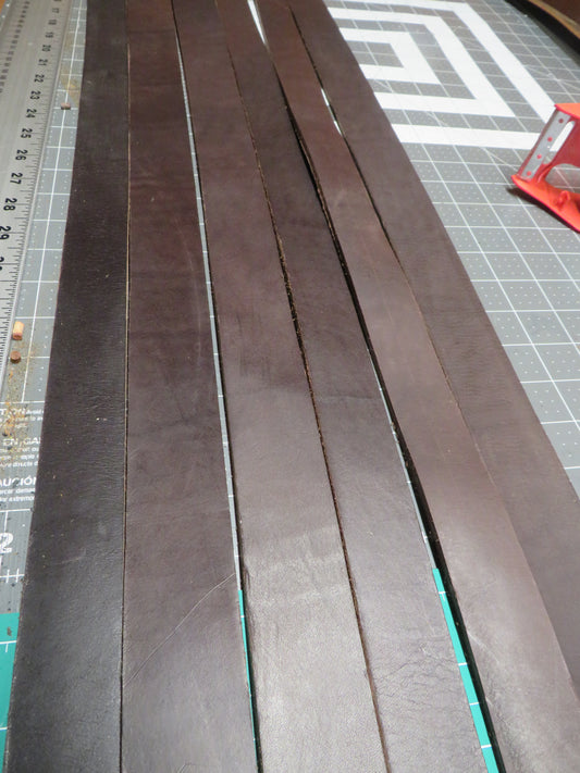 6 full grain veg tanned dark brown bridle leather straps