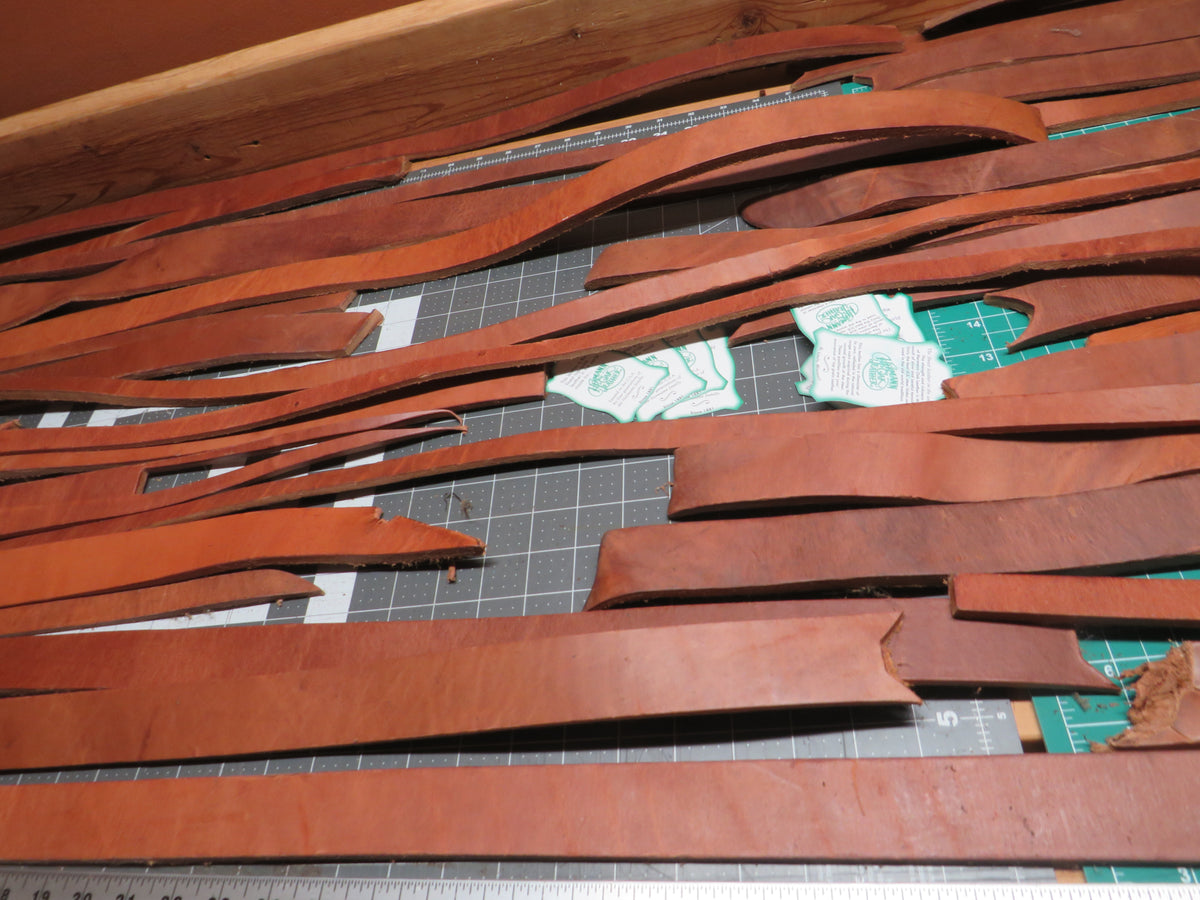 13 Pound box of Hermann Oak harness leather belt remnants