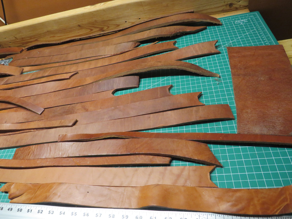 13 Pound box of Hermann Oak harness leather belt remnants