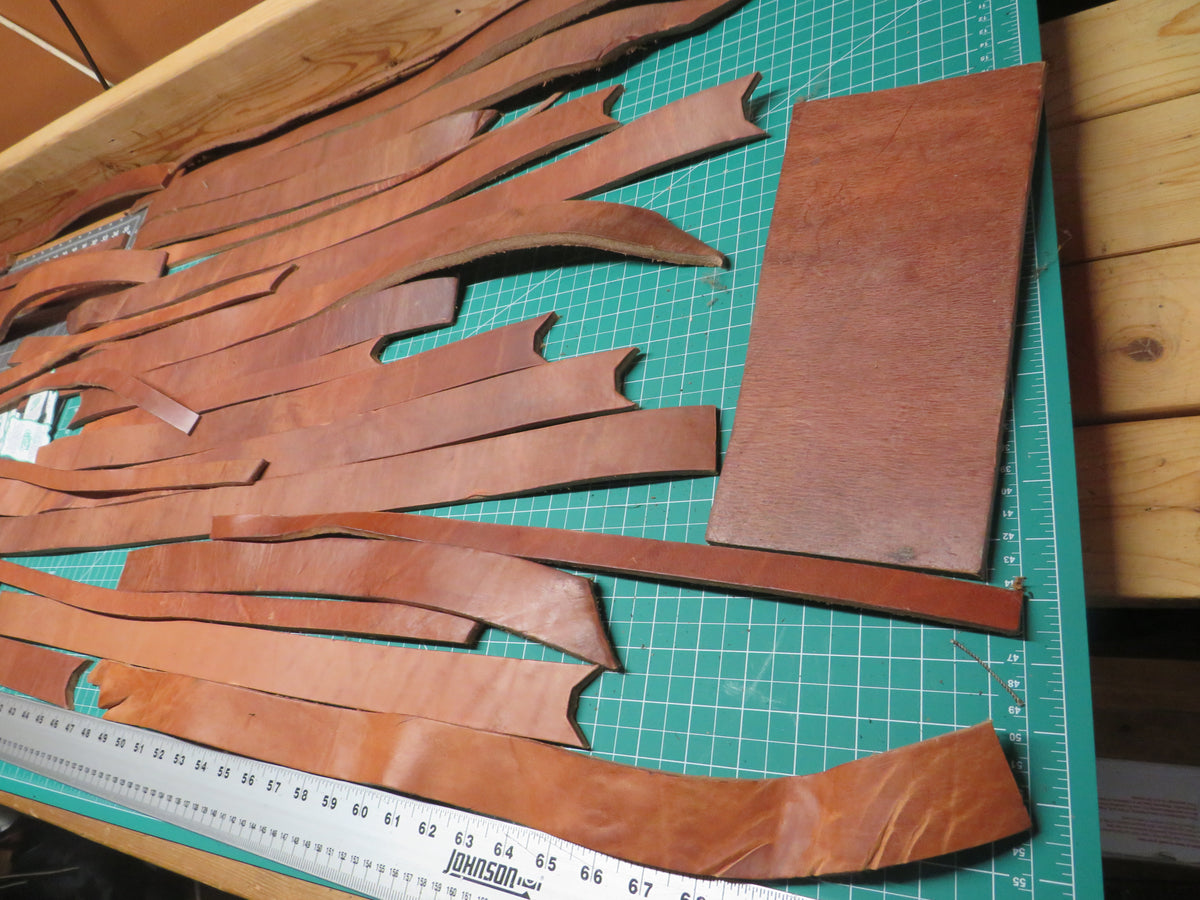 13 Pound box of Hermann Oak harness leather belt remnants