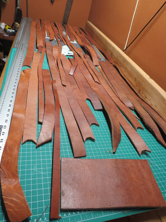 13 Pound box of Hermann Oak harness leather belt remnants