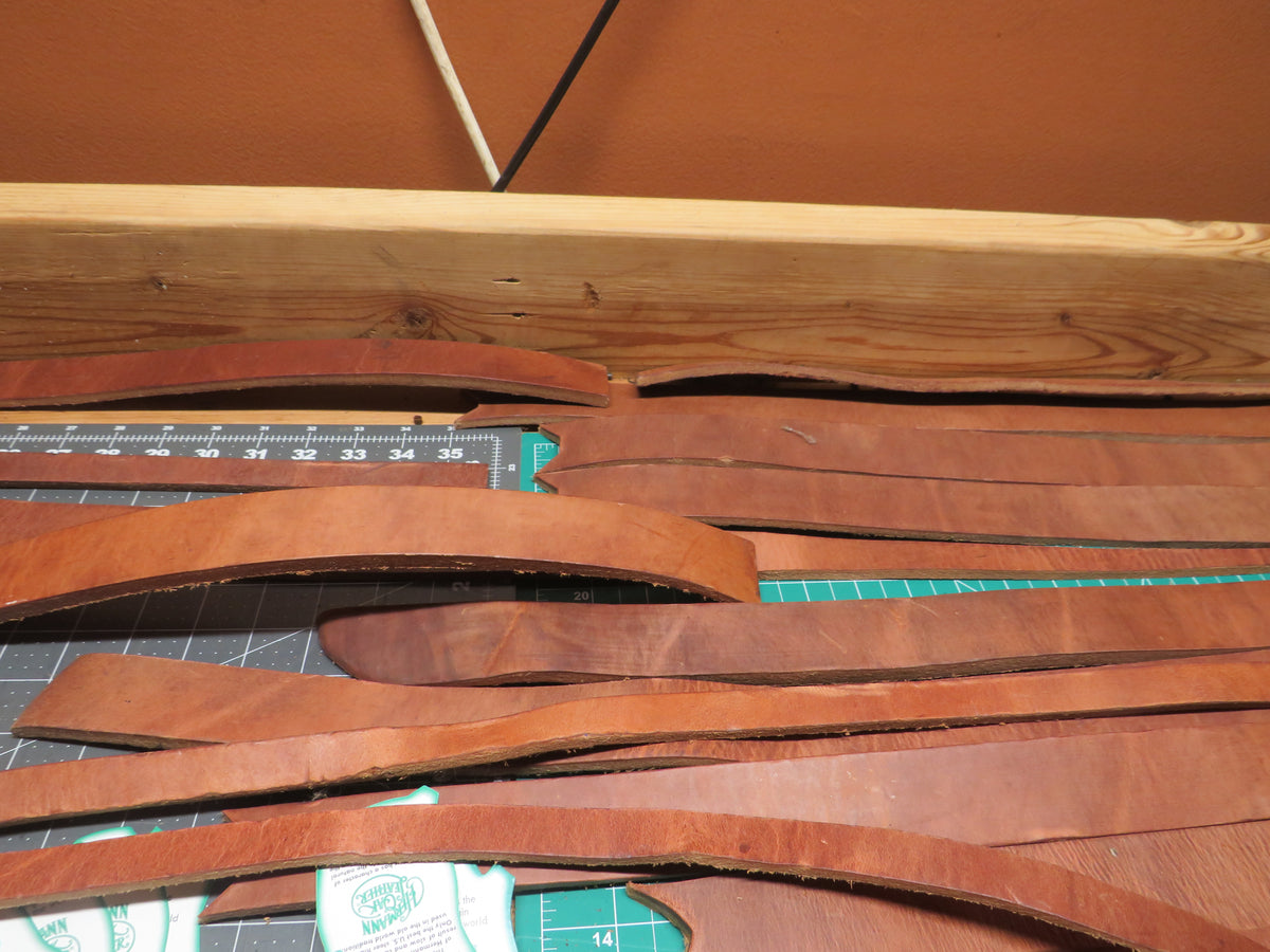 13 Pound box of Hermann Oak harness leather belt remnants
